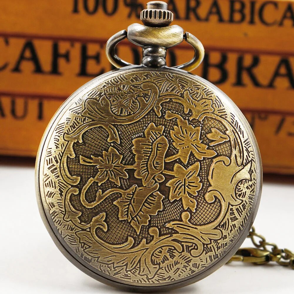 Retro Chinese Style Double Dragons Playing with Beads Quartz Pocket Watch With Chain Necklace Pendant Fob Watches