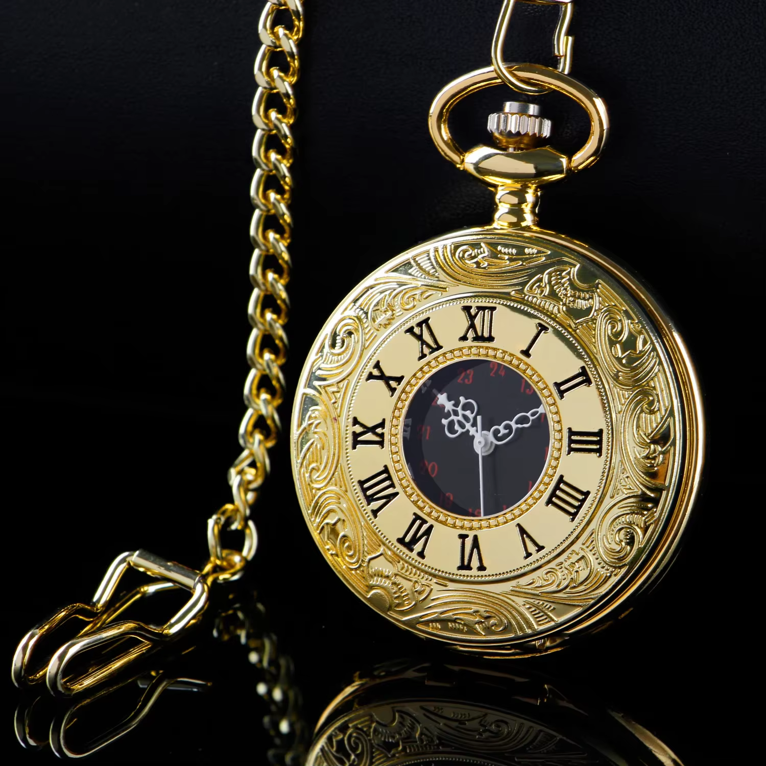 All Hunter Vintage Quartz Pocket Watch Gold Steampunk Roman Numerals Scale Pocket FOB Watch Dropshipping