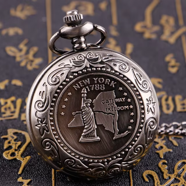 Quartz Pocket Watch Fashion Necklace Pendant Chain Jewelry Gift Steampunk Clock for Men Women