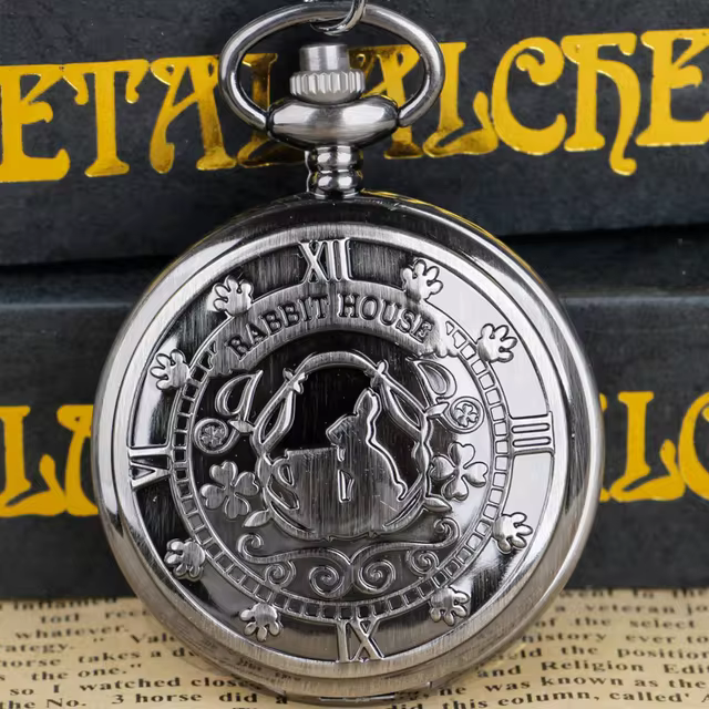 Quartz Pocket Watch Pendant Necklace Chain Retro Fob Watches Birthday Gift for Girl Children CF1358