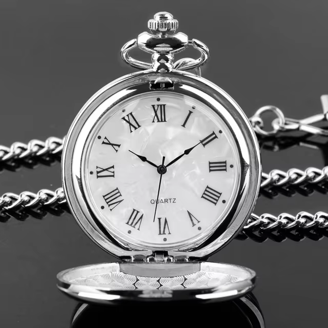 Fashion 37CM Fob Chain Smooth steel Quartz Pocket Watch Vintage Roman Nmber Dial Pendant Fob Watch Gifts Clock reloj de bolsillo