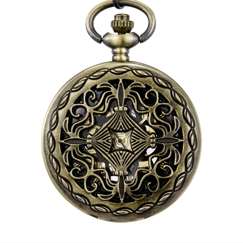 Steampunk Smooth Mechanical Pocket Watches Men Women Fashion Luxury Brand Hand Wind Necklace Pocket & Fob Watch Chain Silver