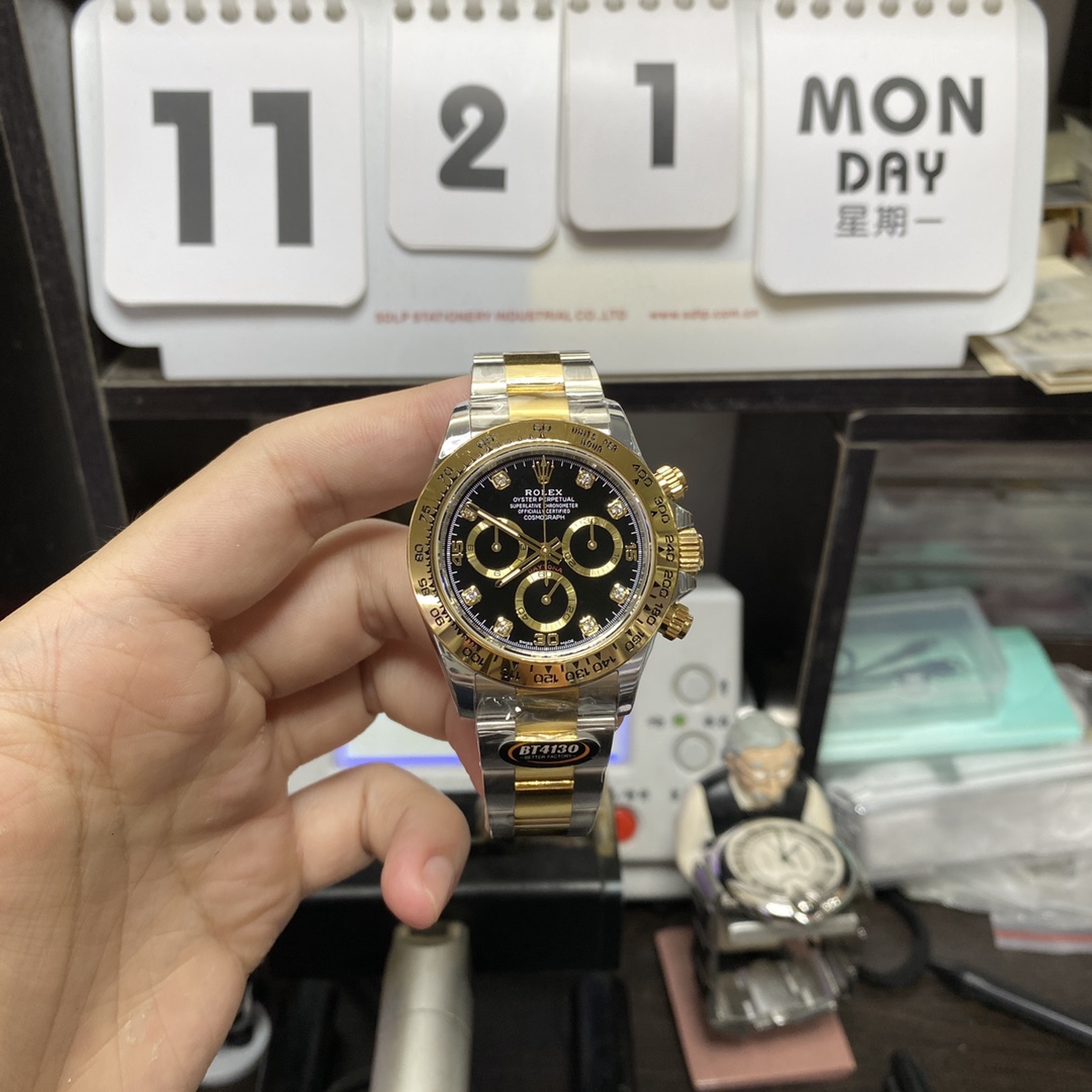 Rolex Cosmograph Daytona Series M116503-0011 Two-Tone Case Black Dial Diamond Markers 40mm Size