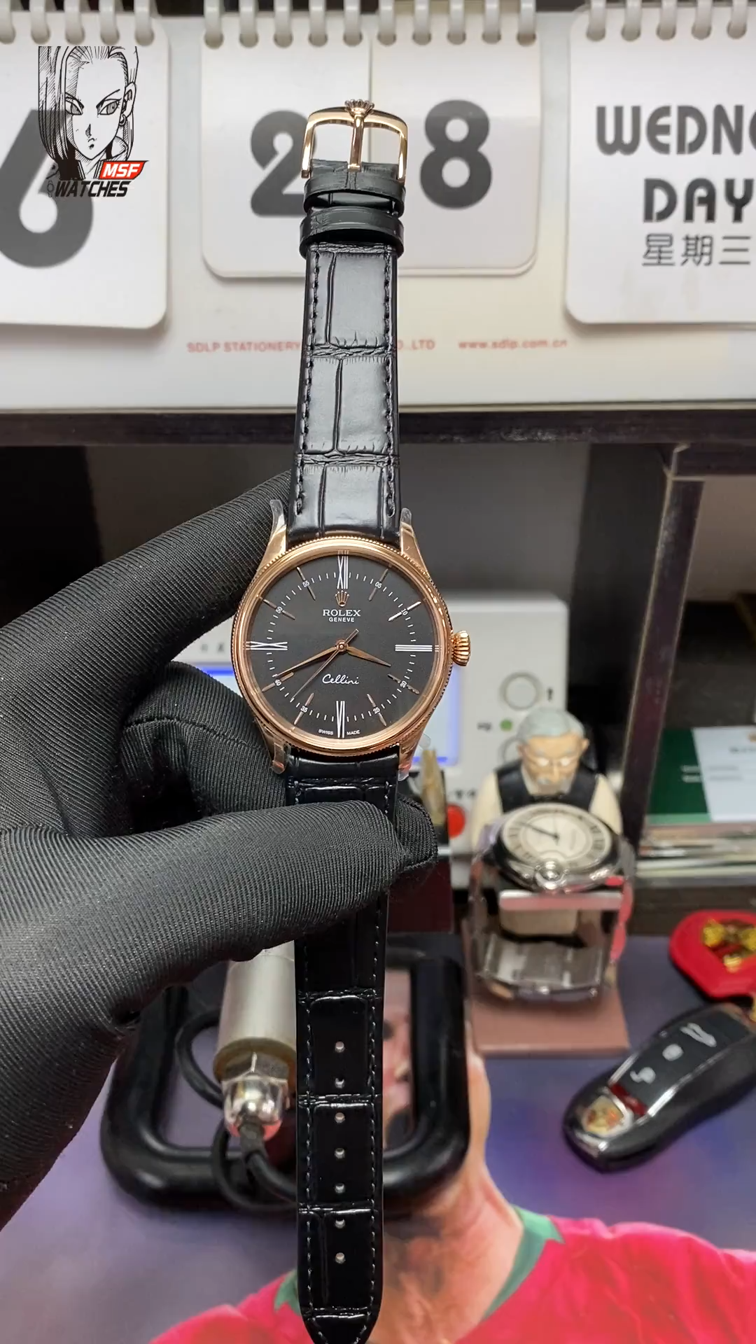 Rolex Cellini Series balack Dial 18K Gold Case, 39mm Size.