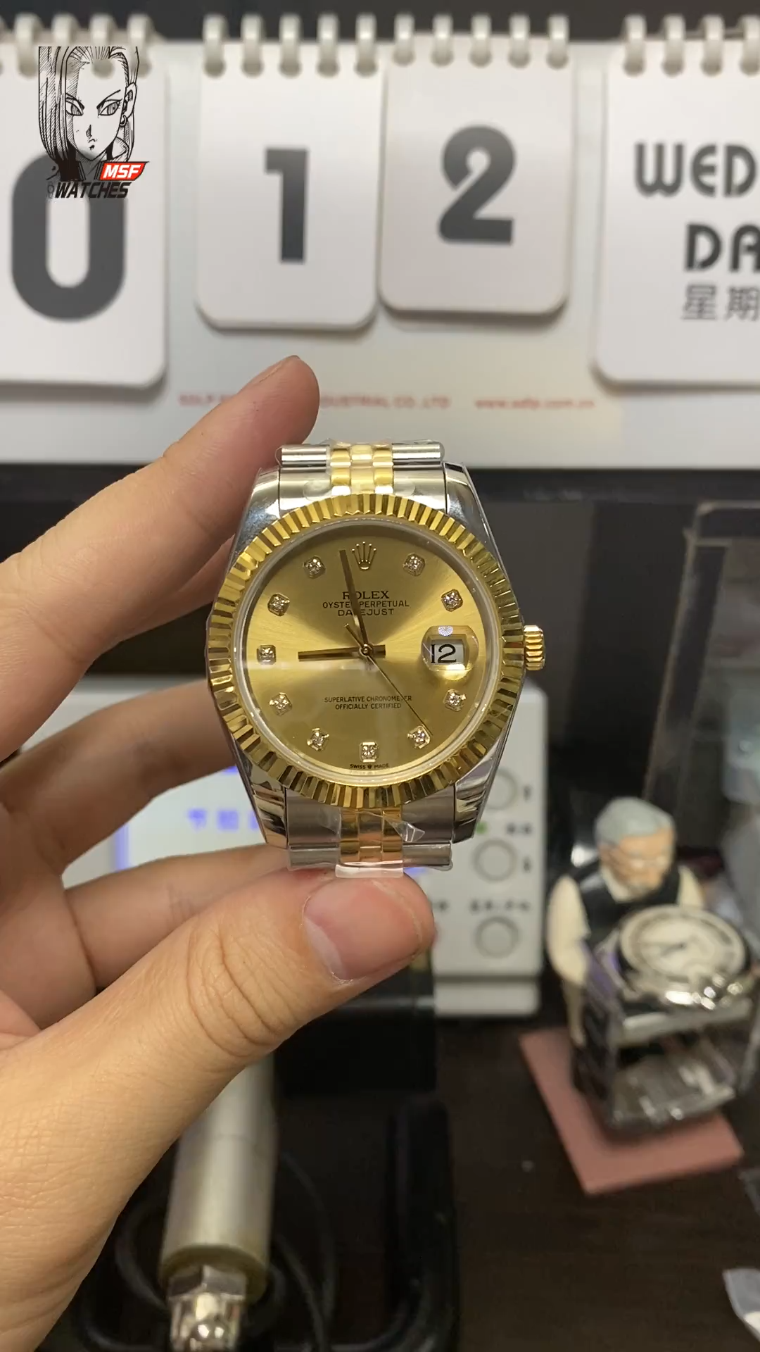 Rolex Datejust Series m279173-0011, Two-Tone Gold Case Gold Dial, 28mm Size, Five-Link Steel Bracelet.