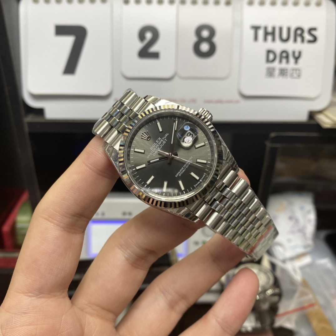 Rolex Datejust series grey DIAL outer ring dog tooth ring size 36mm Size