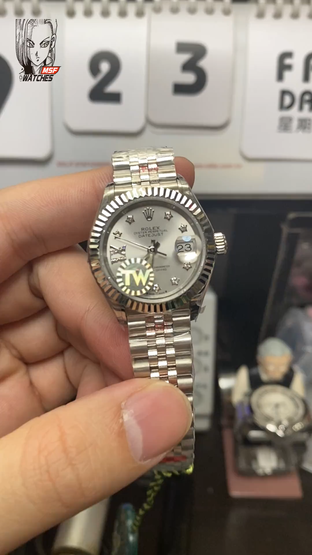 Rolex Datejust Series m279174-0021, Sunburst Silver Dial with Star-Shaped Diamond Hour Markers, 28mm Size, Five-Link Steel Bracelet.