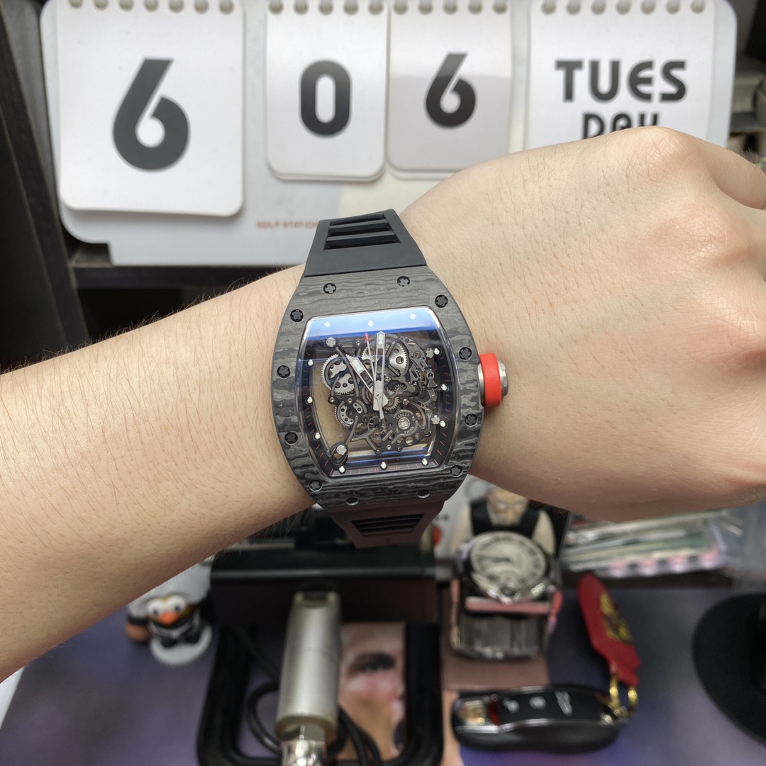 Richard Mille Men's Collection series RM055 NTPT, Carbon Fiber Case, 49.9 x 42.7mm Size.