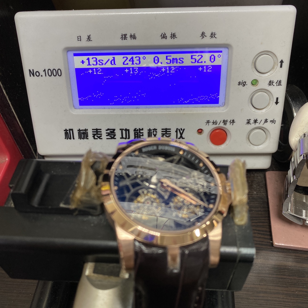 Roger Dubuis Royal Oak Series RDDBEX0395, Rose Gold Case All Hollowed Out with American Alligator Leather Strap, 45mm Size.